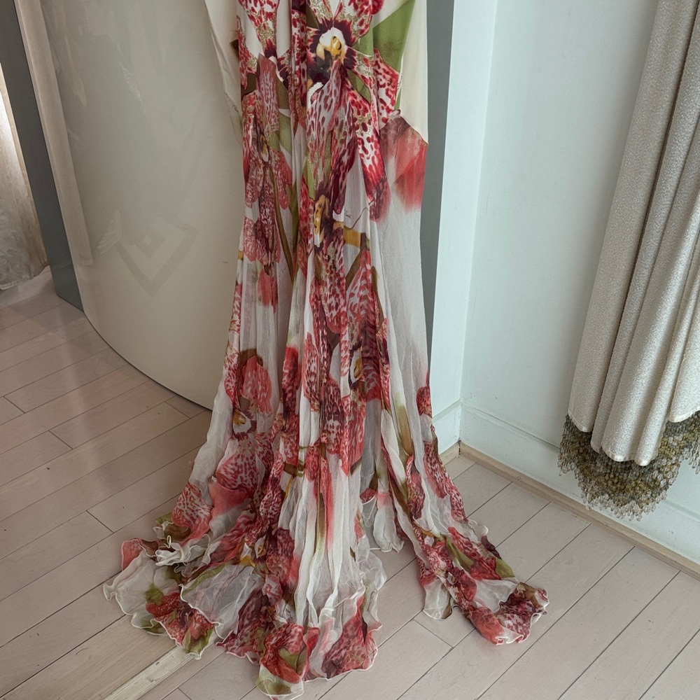 Roberto Cavalli Gorgeous Orchid Floral Sleeveless Gown NEW - Picture 11 of 15